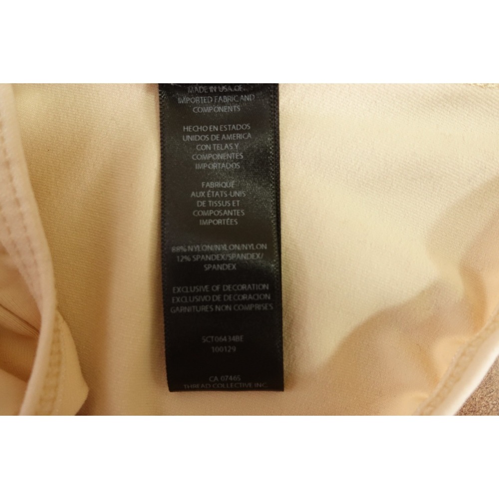 Bebe Womens Large Cream Stretch Open Back Mock Neck Long Sleeve Bodysuit Top NWT - Picture 3 of 12